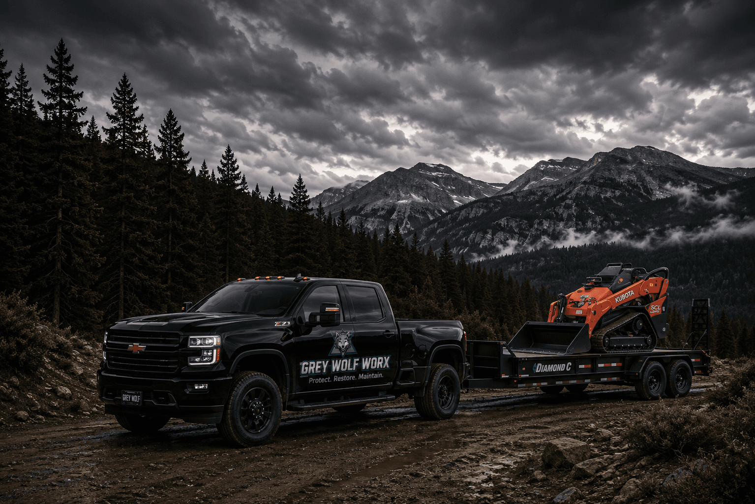GreyWolf Worx truck, trailer, and equipment